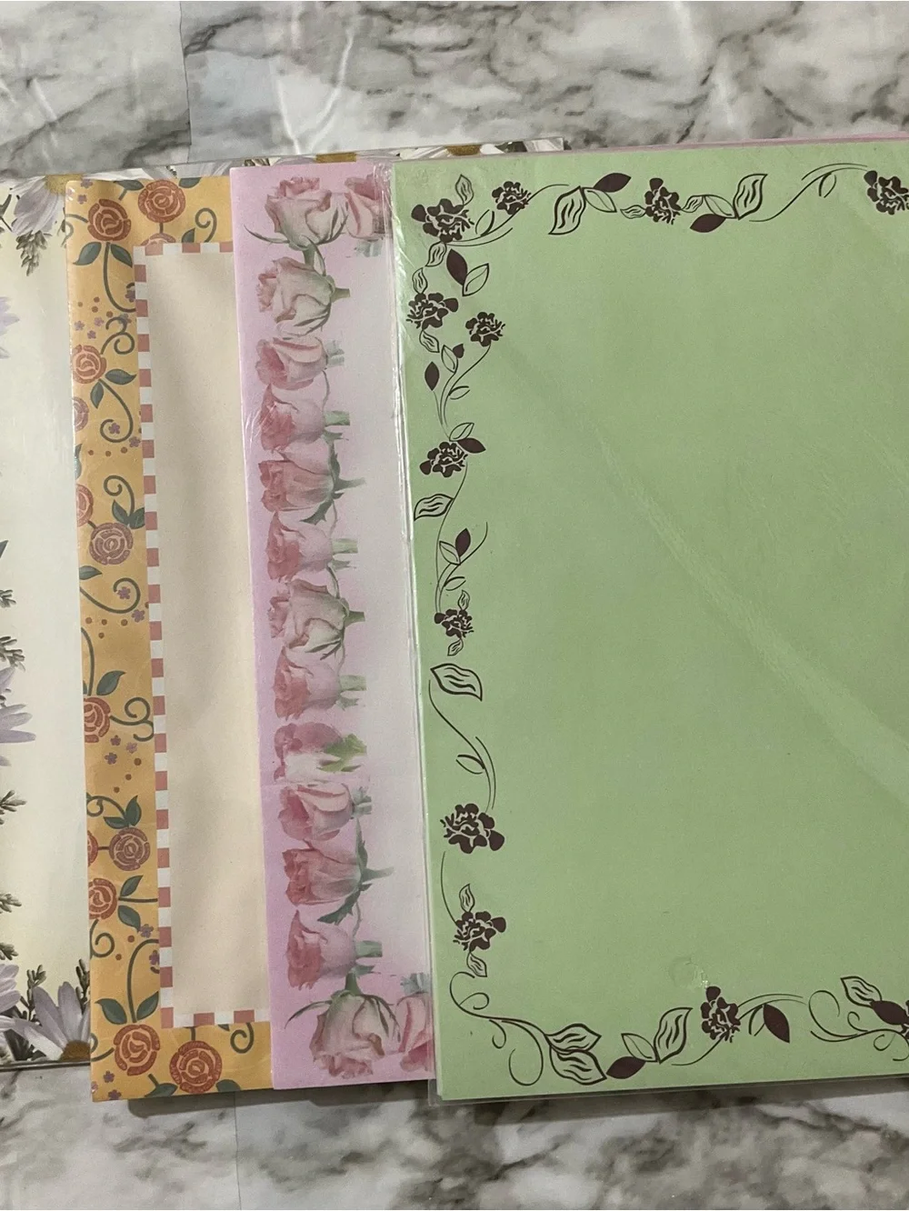 Stationery with Decorative Floral Border Assortment - Multi-Color 4 Packs
